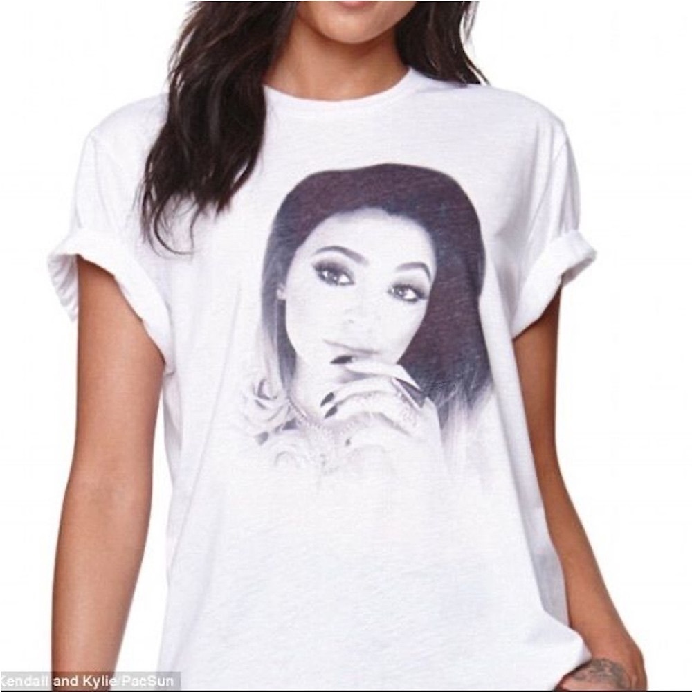 Pacsun Kendall & Kylie Jenner Face Portrait White Black Graphic Shirt Size Small